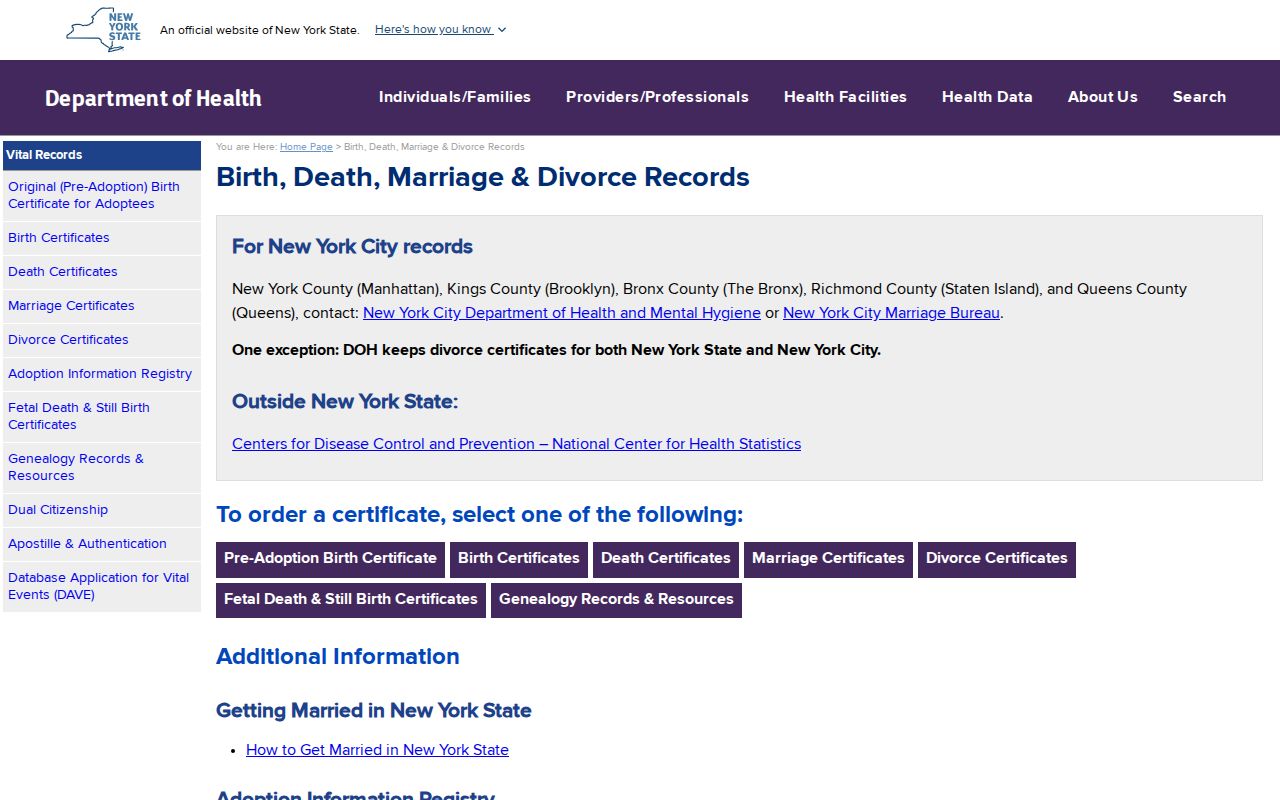 Lindenhurst residents directory New York vital records access page