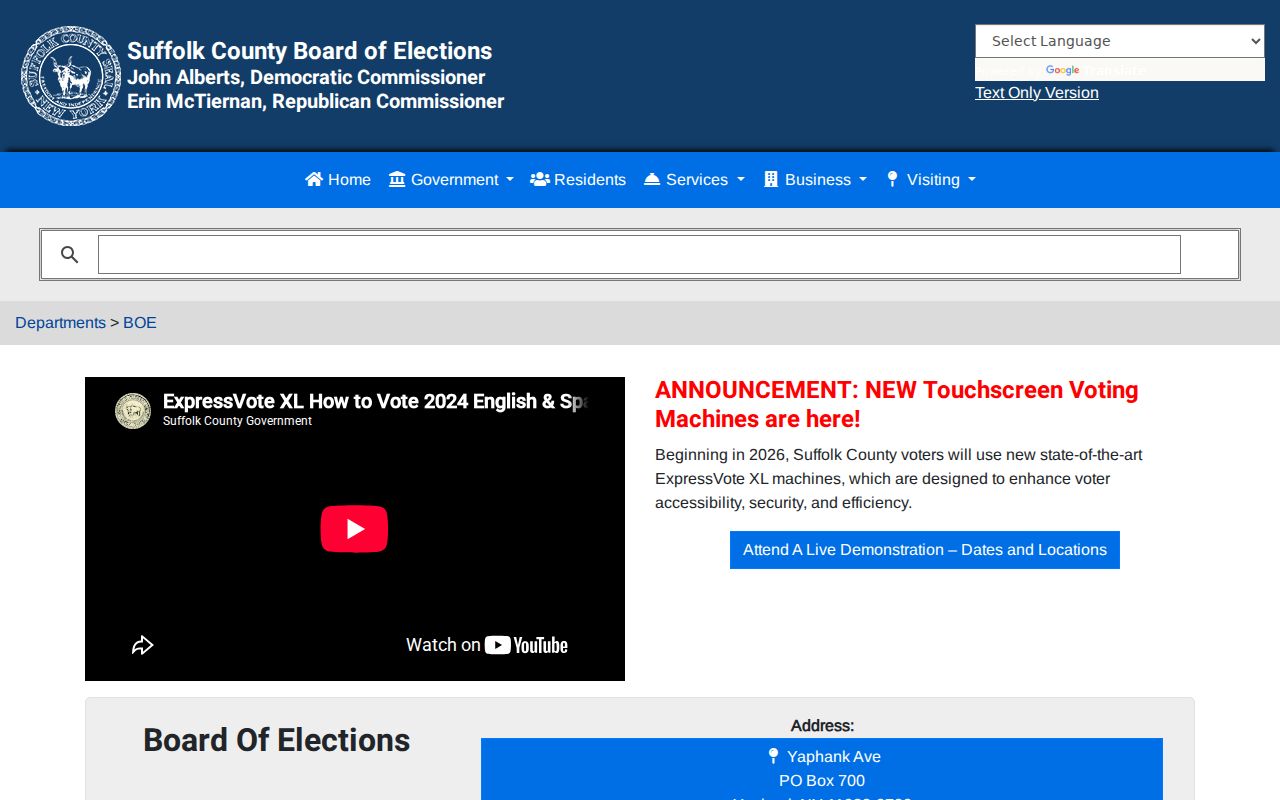 Lindenhurst residents directory Suffolk County Board of Elections page