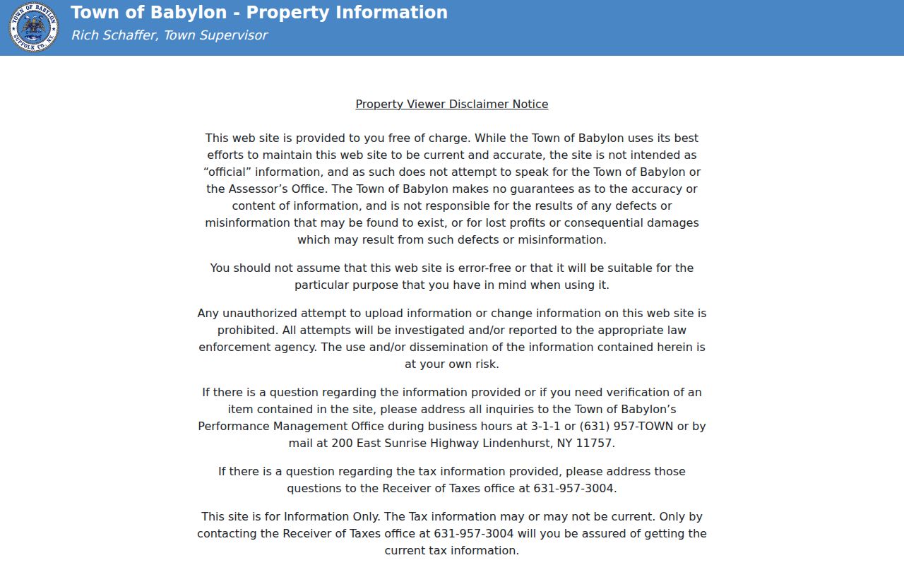 Lindenhurst residents directory Town of Babylon property information portal