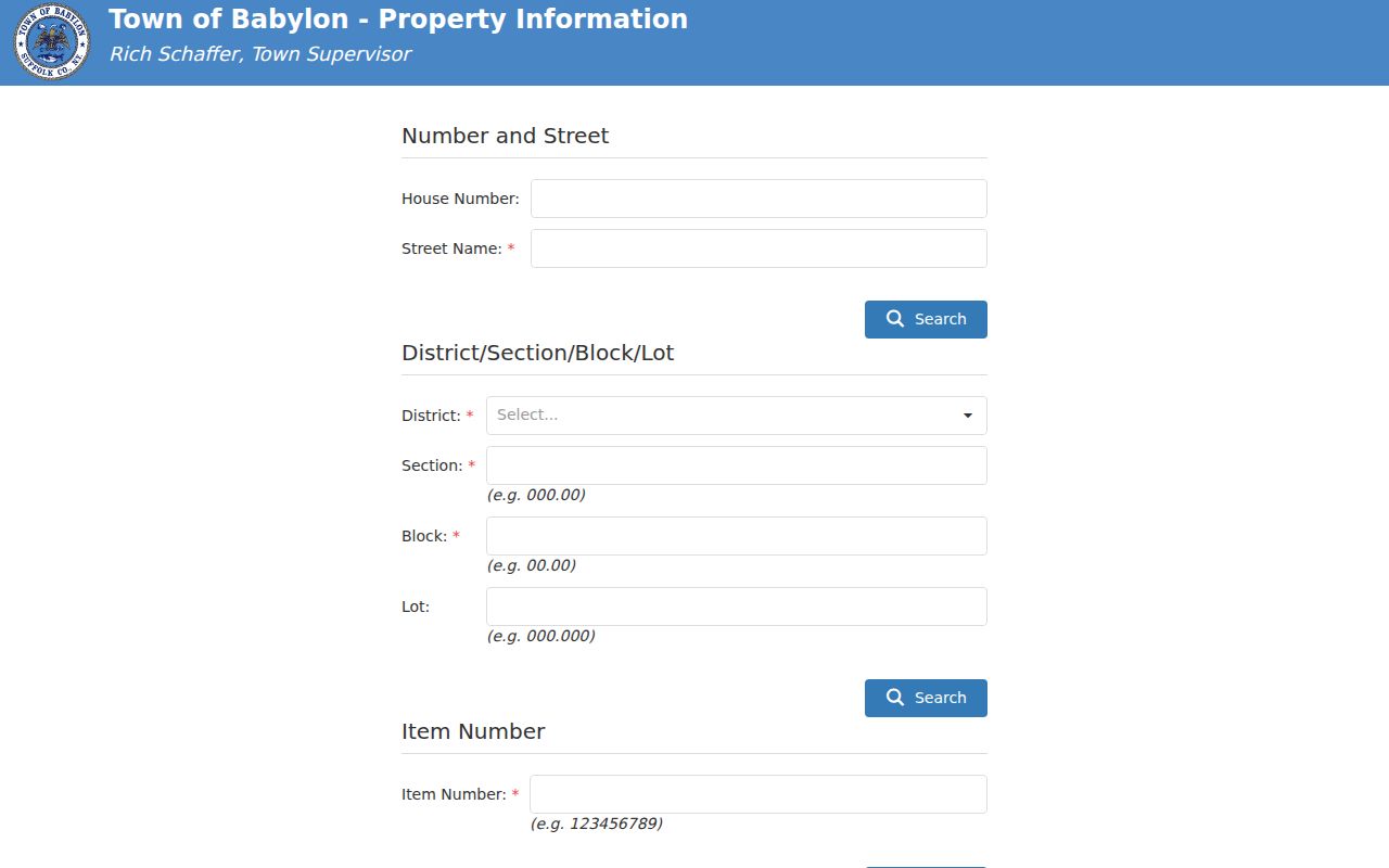 Lindenhurst street directory Town of Babylon property search modes